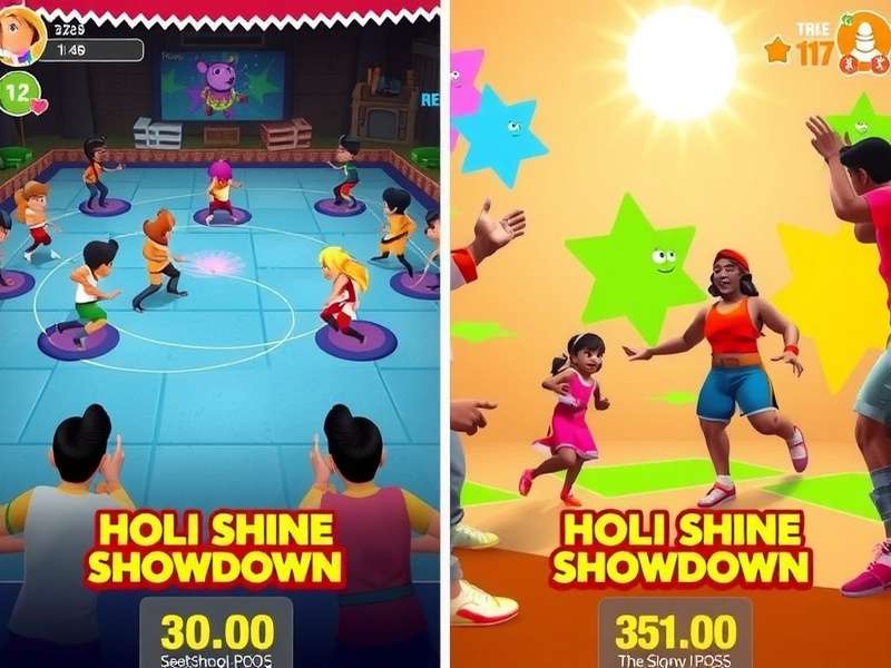Comparison of Holi Shine Showdown regional variations showing different character designs